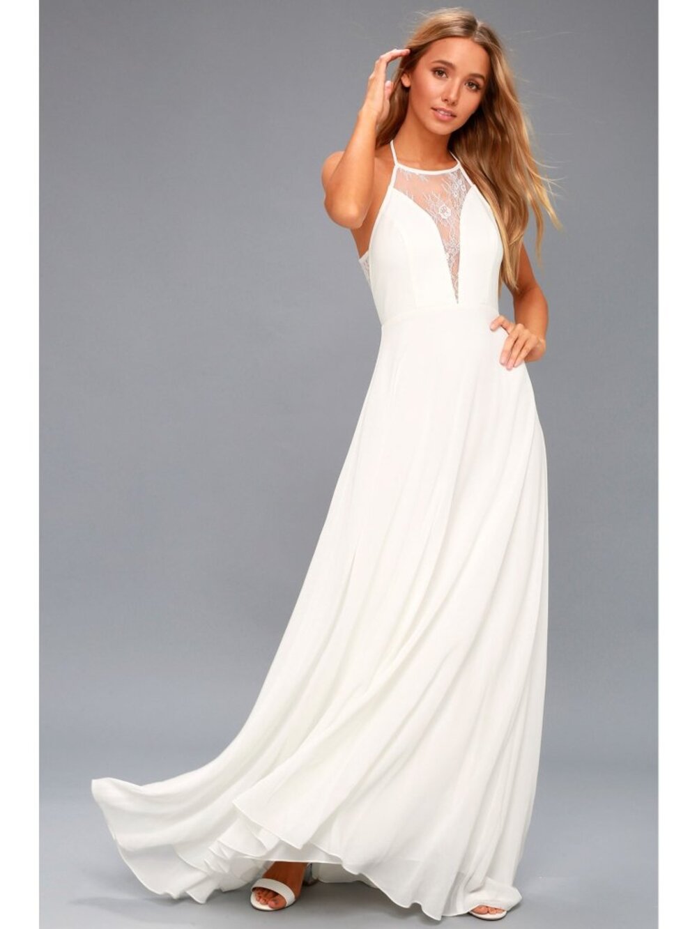 Lulu's Women's Adella Lace Sleeveless Maxi Dress.- Small